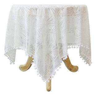 法式田园球球花边蕾丝餐桌桌布圆桌网红公主复古白色生日布置盖布