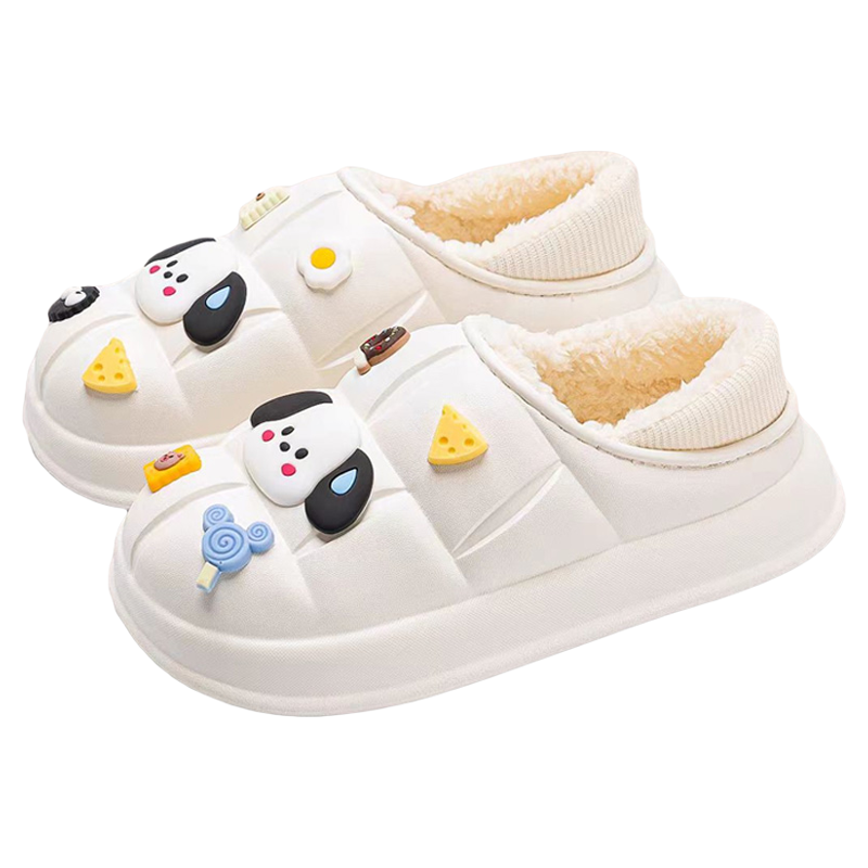 利达妮防水棉拖鞋女冬季外穿包跟2025新款厚底室内居家棉鞋男5810