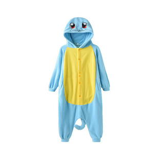 跨境儿童款耿鬼卡通动物连体睡衣杰尼龟情侣家居服亲子男女演出