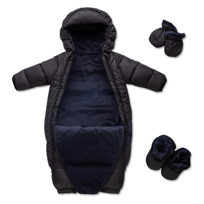 连帽连体衣冬鸭绒羽绒服保暖外出