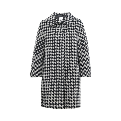 HONRN/红人千鸟格羊驼毛羊毛大衣