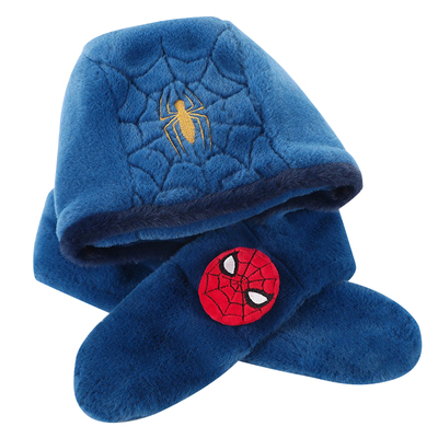 宝宝帽子蜘蛛侠帽子围巾一体