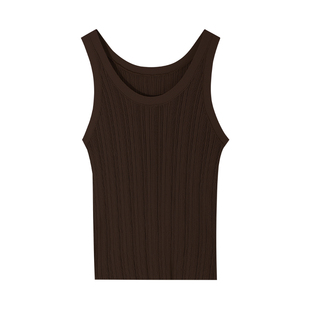 伊纳芙高级气质圆领吊带背心内搭女2025秋新款修身显瘦针织打底衫