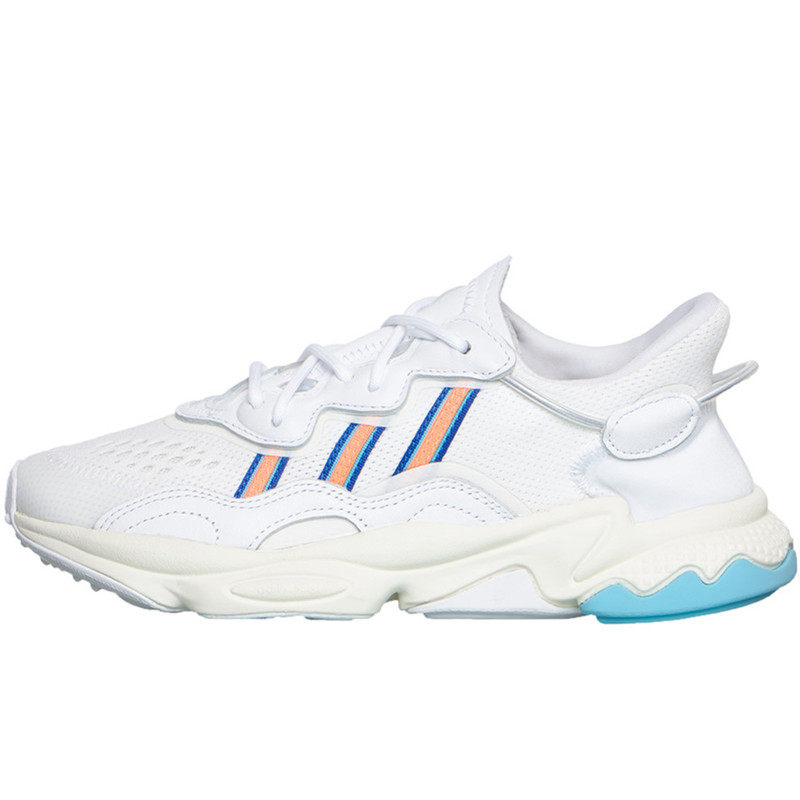 Adidas三叶草白蓝橙OZ休闲跑步鞋