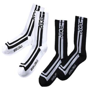 高帮袜子长筒袜男士足球袜黑白色篮球袜韩版纯棉外穿滑板运动袜子