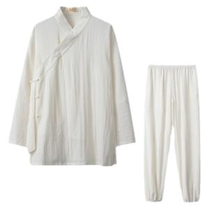 道袍道士服装三清领亚麻练功服