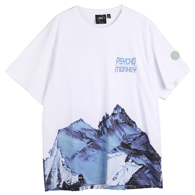 潮流雪山街头纯棉短袖PCMY情侣