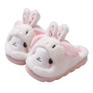 三丽鸥美乐蒂棉拖鞋女款2025新款室内家居防滑保暖毛绒拖鞋女冬季