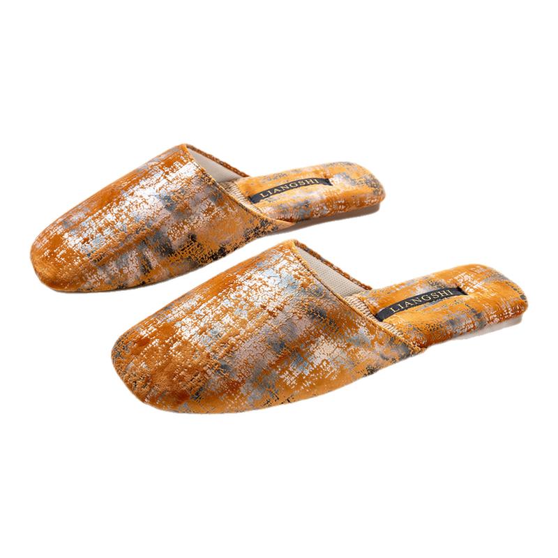 梁氏春秋新品科技布设计轻奢艺术拖鞋女居家室内防滑家用亚麻拖鞋