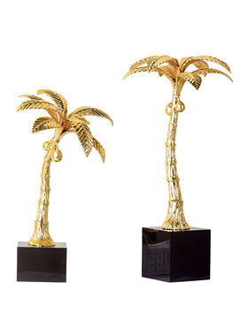 高级感金色椰子树金属摆件客厅