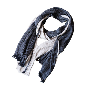 男士围巾冬季复古拼色个性双色棉麻文艺围巾年轻人百搭高档亲肤