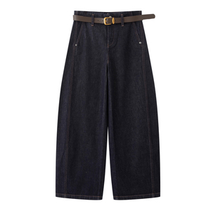 艾诺丝国内代购2025冬季新款高腰显瘦加绒牛仔裤弯刀裤女AR324109