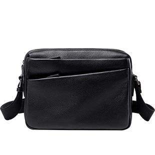 简约真皮男士斜挎包休闲通勤男款单肩包新款时尚高级感头层牛皮包