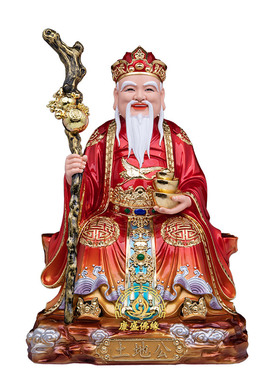 土地公婆神像汉白玉石粉供奉摆件