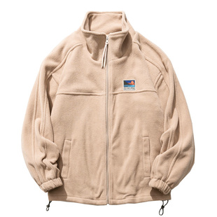 25冬季摇粒绒开衫棉服男潮牌宽松情侣卫衣男BF风立领休闲上衣外套