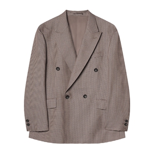 JDV男装复古千鸟格西装外套秋冬季新款英伦风单排扣西服WMJ5035
