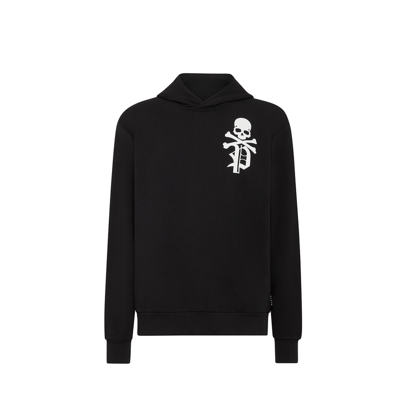 PHILIPP PLEIN 2026年春夏男士骷髅连帽卫衣黑色时尚休闲上衣
