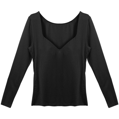 保暖内衣带胸垫内搭秋衣紧身低领