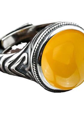 霸气戒指托DIY镶嵌蜜蜡宝石活口