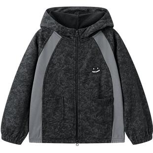 MINIPEACE太平鸟童装男童外套蜡染拼接儿童春装2026夹克上衣潮酷