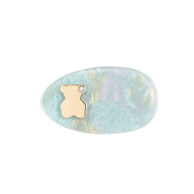 shes茜子幻彩熊趣简约板材捏夹刘海边夹碎发侧夹高级感发夹发饰品