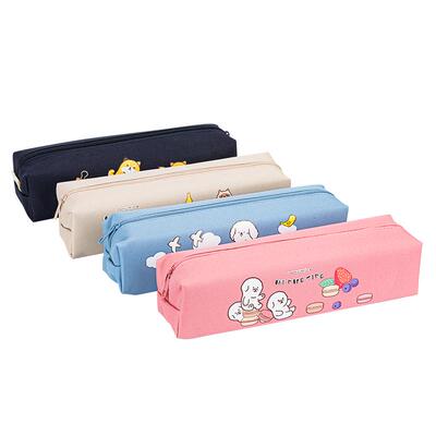 得力卡通方块笔袋小学生小巧简约拉链文具收纳包多色可爱笔袋男生女生文具袋学生专用便携收纳袋牛津布粉色袋