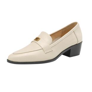 达芙妮乐福鞋女2026新款春季尖头小皮鞋春秋通勤粗跟女士单鞋春款