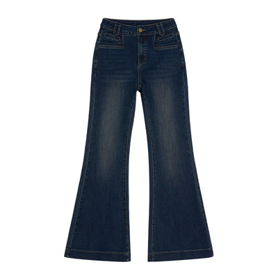 王家有鱼秋季新款微喇牛仔裤子女