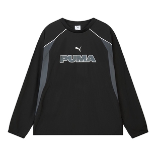 PUMA彪马夏季男女休闲运动服套头衫宽松黑色圆领卫衣636281-01