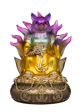 五仙真身像树脂铜彩桌面堂口摆件