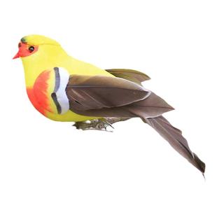 仿真羽毛小鸟黄鹂鸟彩色泡沫鸟绿植捆绑园艺园林装饰工艺家居摆件