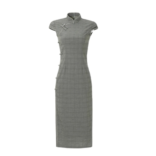 老上海格子旗袍2025年新款年轻款少女中国风改良版复古文艺连衣裙