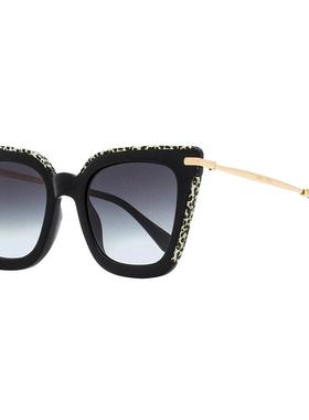 自营 Jimmy Choo 女士方形太阳镜 Ciara /G FP39O 黑色/豹纹 52