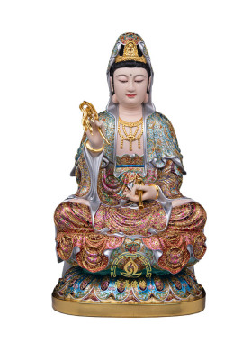纯铜珐琅娑婆三圣像供奉家用摆件