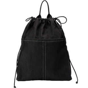 户外旅游轻便牛仔双肩包女2025新款小众时尚休闲男士通勤抽绳背包