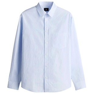 HM男装衬衫春季长袖商务通勤标准版型府绸衬衫1285018