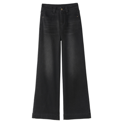 复古蓝牛仔阔腿裤女士2025年