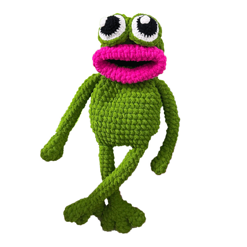 手工编织网红香肠大嘴青蛙手机材料包钩针diy丑萌蛙斜挎收纳包包