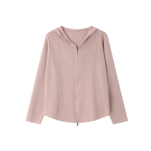 时然大码女装韩系连帽针织衫2025秋冬新款微胖MM显瘦通勤长袖上衣