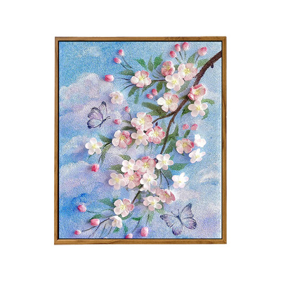 中国风立体海棠花肌理画DIY