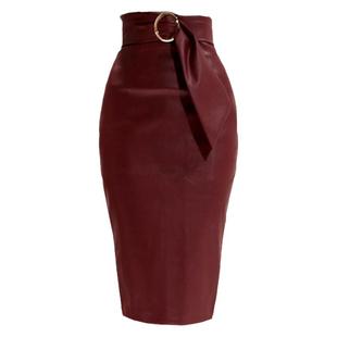 显瘦pu皮半身裙女2025春秋款时尚仿绵羊皮过膝中长高腰包臀一步裙