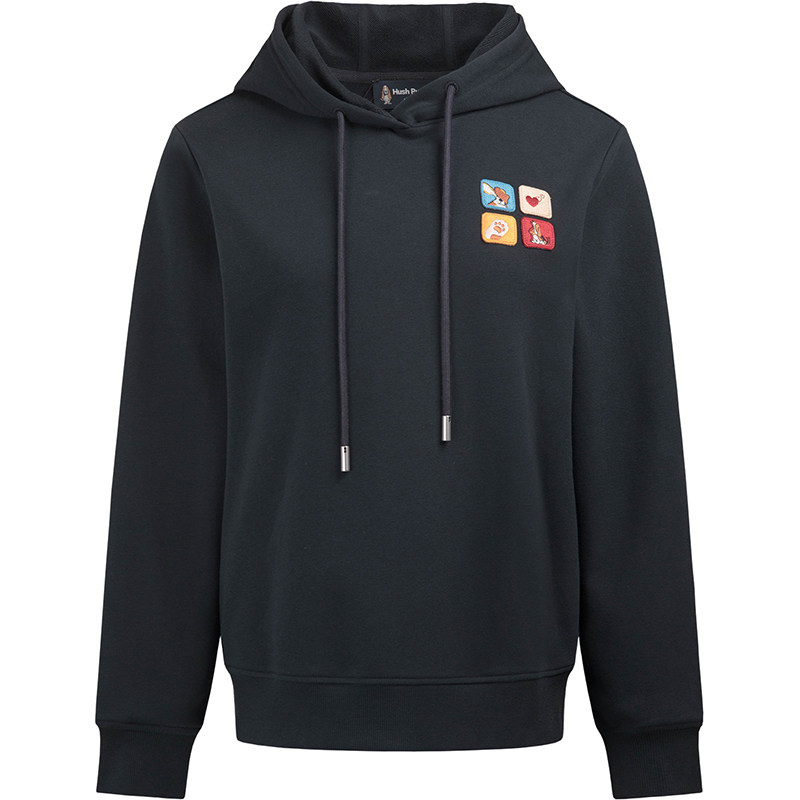 【挺括易打理】暇步士女装春季休闲减龄刺绣上衣百搭毛圈连帽卫衣