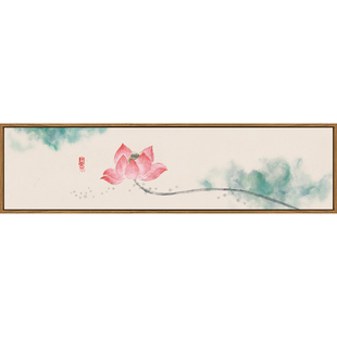 新中式卧室床头装饰画客厅禅意荷花国画莲花工笔画水墨画壁画挂画