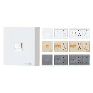 锦迈明装一位网线开关单孔口开关插座单电脑网络面板五孔白金灰色