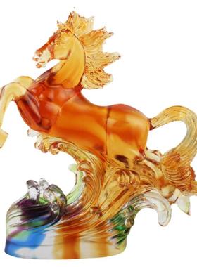 艺源琉璃摆飞黄腾达件创意家居饰品商务办公桌风水送客户乔迁升职