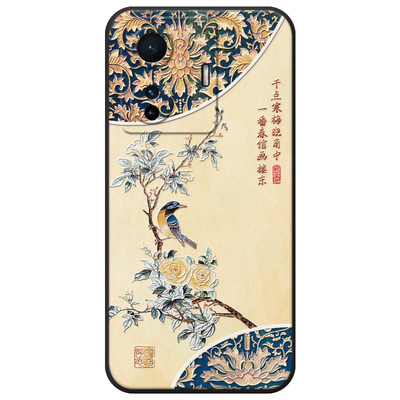 适用vivo立体浮雕国风花鸟手机壳
