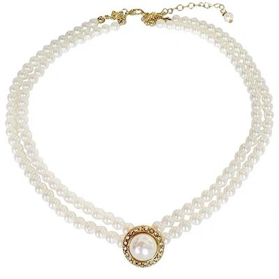 新款复古双层珍珠项链优雅choker锁骨链耳环套装新娘婚纱礼服配饰