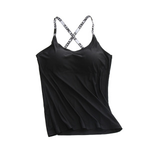 冰丝网红美背字母交叉吊带背心少女外穿防走光打底裹胸抹胸带胸垫