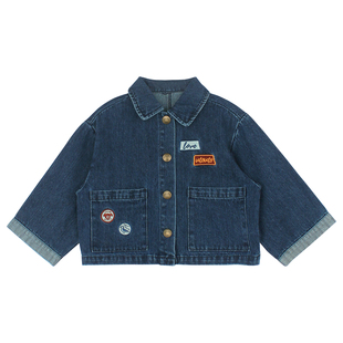 大耳象女童章仔翻领牛仔外套2026春季新款宝儿休闲百搭长袖上衣