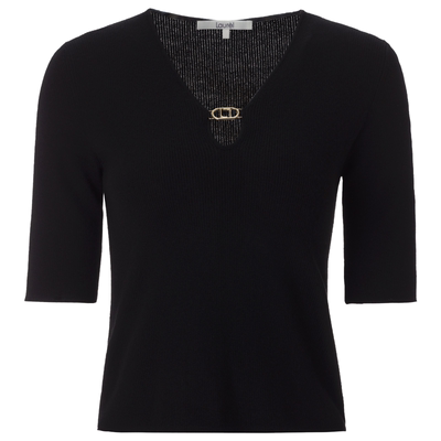 LaurelV领修身显瘦羊毛针织衫